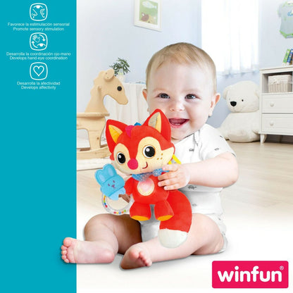 Jucărie din Pluș cu Zornăitoare Winfun Vulpea 13,5 x 26,5 x 7,5 cm (6 Unități) - Bebelus, Jucăriile copilăriei timpurii