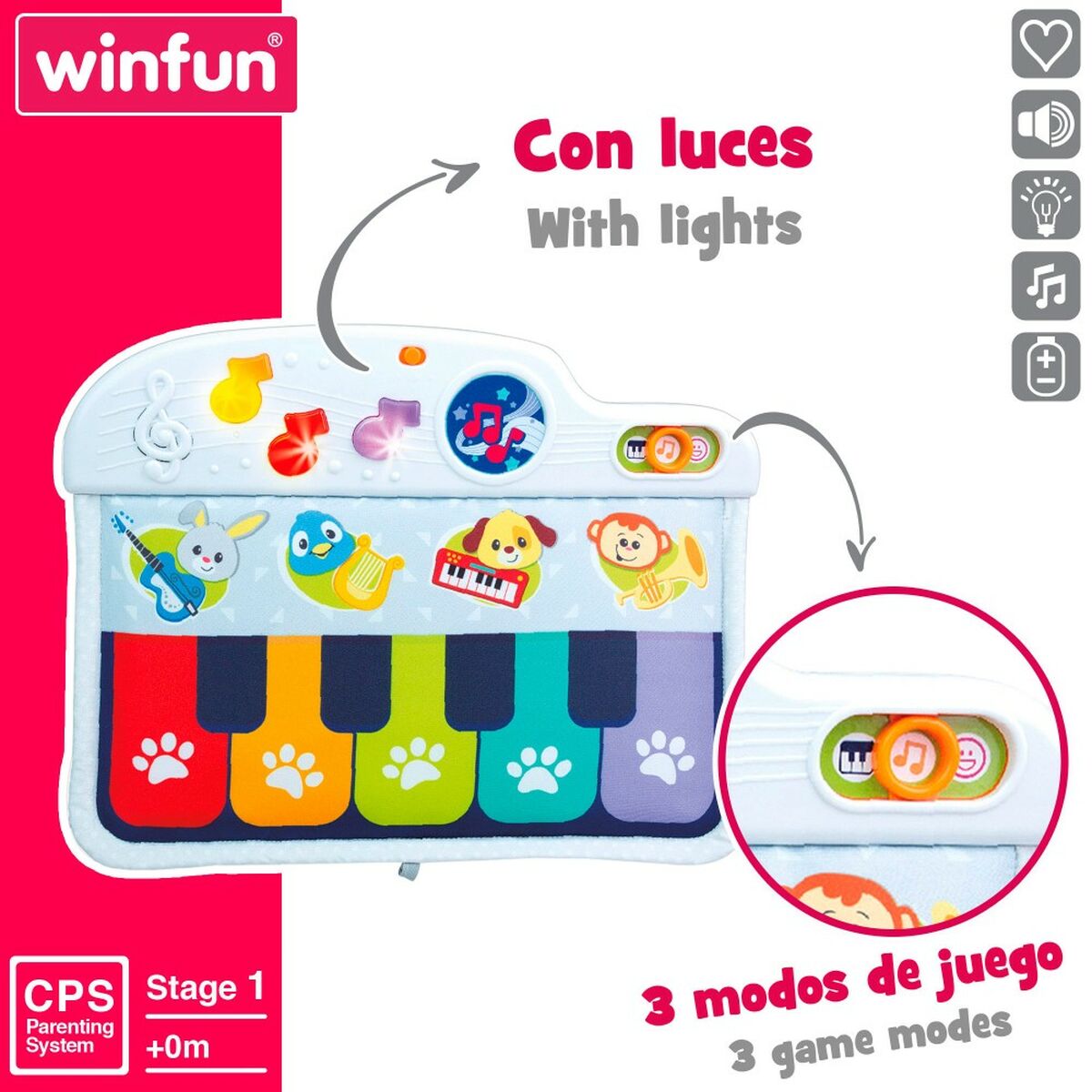 Pian Interactiv pentru Bebeluși Winfun 42 x 3 x 32 cm (4 Unități) - Bebelus, Jucăriile copilăriei timpurii