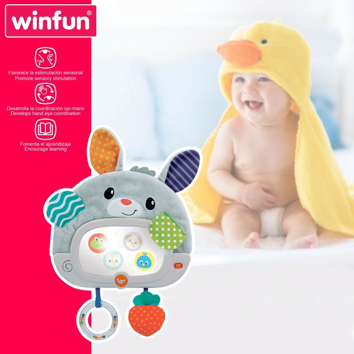 Jucărie pentru copii Winfun Iepure 25 x 35 x 2,5 cm (4 Unități) - Bebelus, Jucăriile copilăriei timpurii