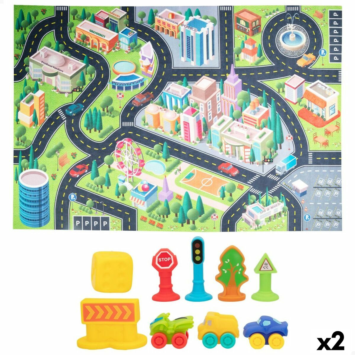 Saltea de joacă Colorbaby Oraș Plastic (2 Unități) - Bebelus, Activitate și divertisment