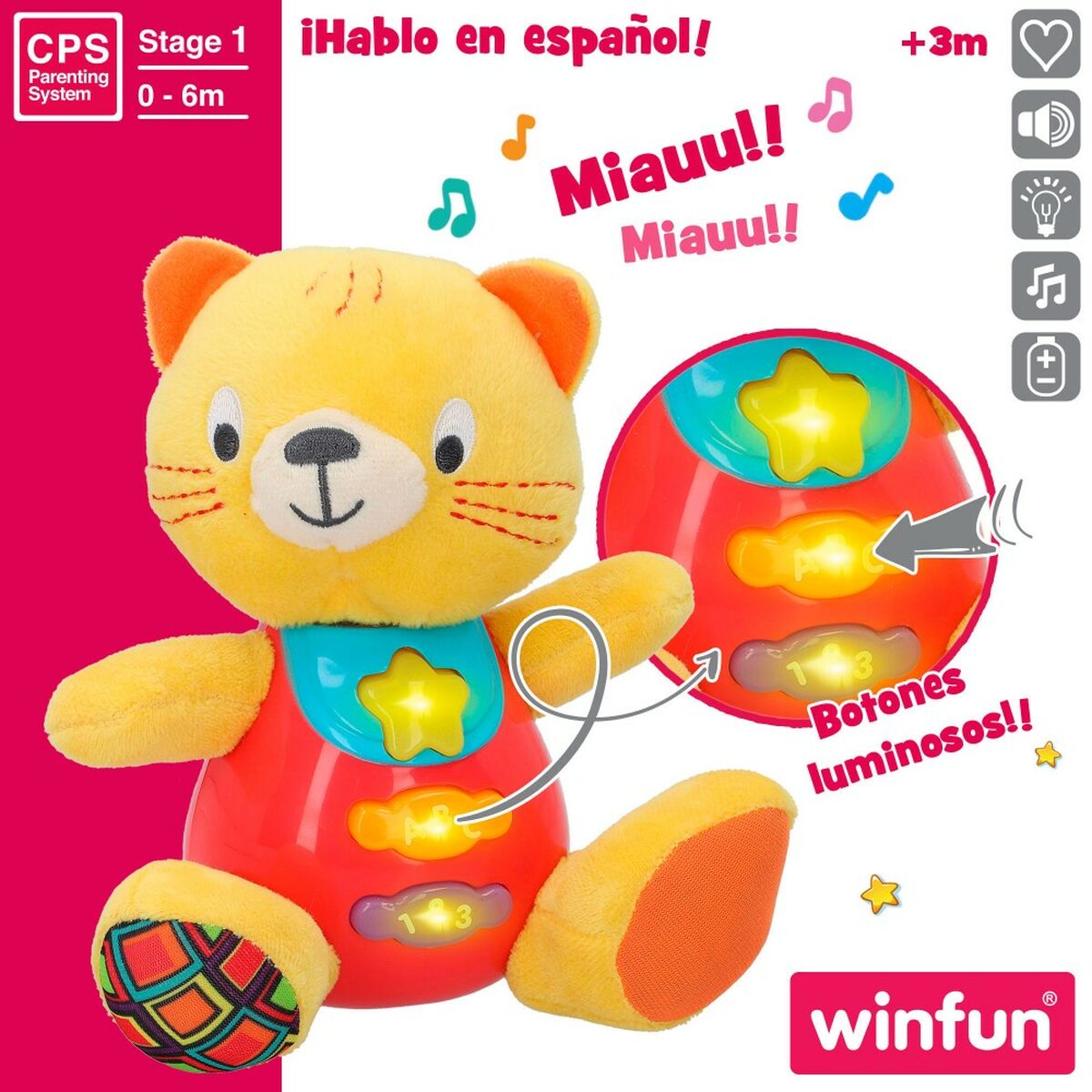 Jucărie de Pluș cu Sunet Winfun Cric 16 x 17,5 x 10,5 cm (6 Unități) - Jucarii si jocuri, Jucării de pluș