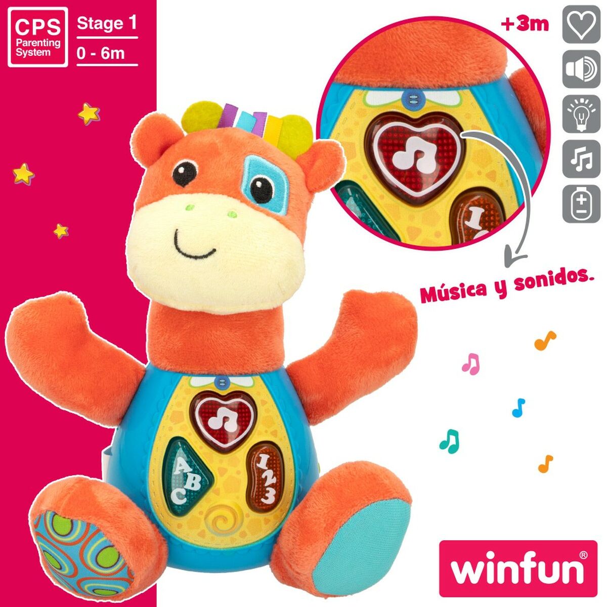 Jucărie de Pluș cu Sunet Winfun Girafă 18 x 19 x 8,5 cm (6 Unități) - Jucarii si jocuri, Jucării de pluș