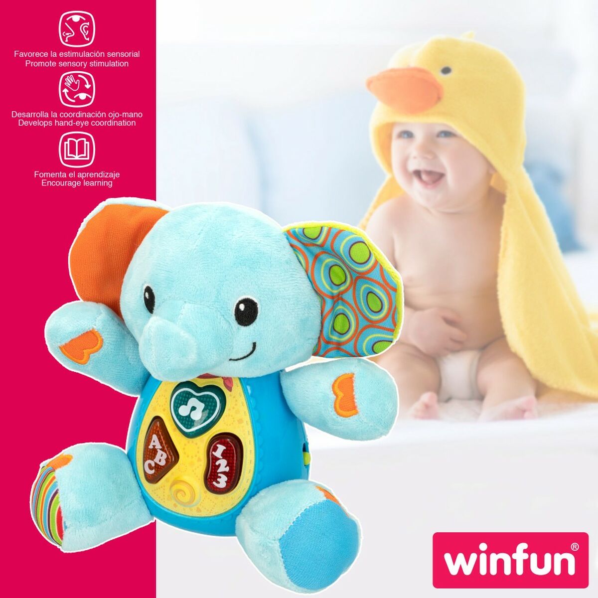 Jucărie de Pluș cu Sunet Winfun Elefant 17 x 17,5 x 10 cm (6 Unități) - Jucarii si jocuri, Jucării de pluș