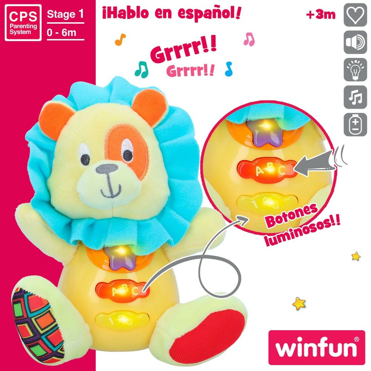 Jucărie de Pluș cu Sunet Winfun Leu 15 x 15 x 9 cm (6 Unități) - Jucarii si jocuri, Jucării de pluș