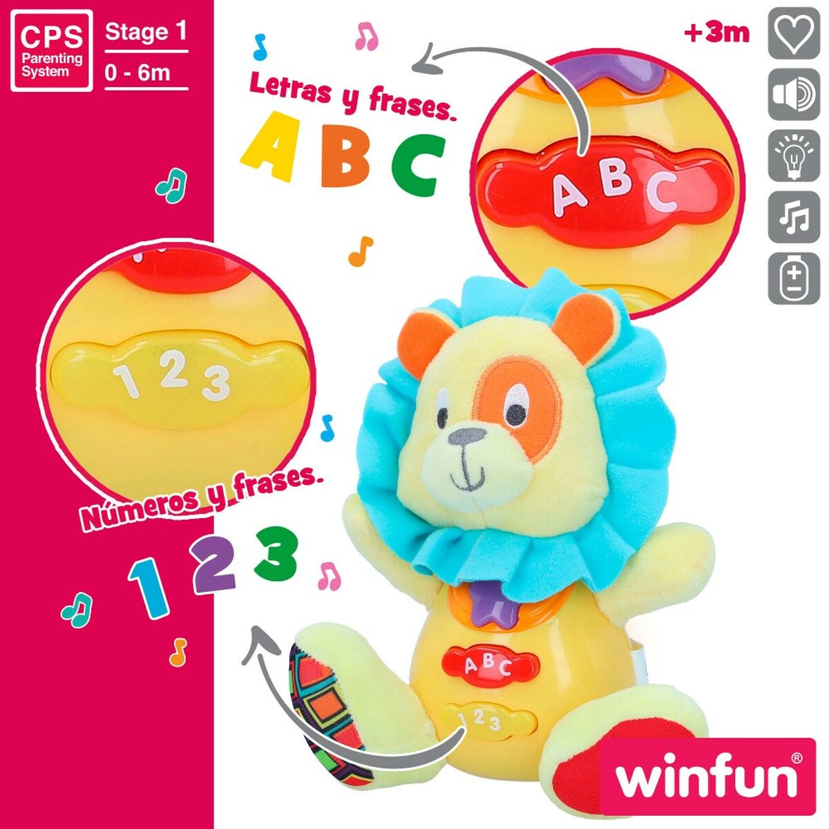 Jucărie de Pluș cu Sunet Winfun Leu 15 x 15 x 9 cm (6 Unități) - Jucarii si jocuri, Jucării de pluș