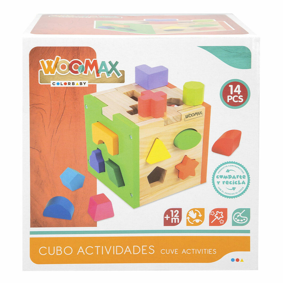 Puzzle pentru Copii din Lemn Woomax 15 x 15 x 15 cm (6 Unități) - Bebelus, Jucăriile copilăriei timpurii