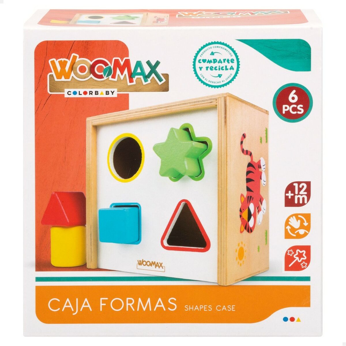 Puzzle pentru Copii din Lemn Woomax Forme 13,5 x 7,5 x 13 cm (6 Unități) - Bebelus, Jucăriile copilăriei timpurii