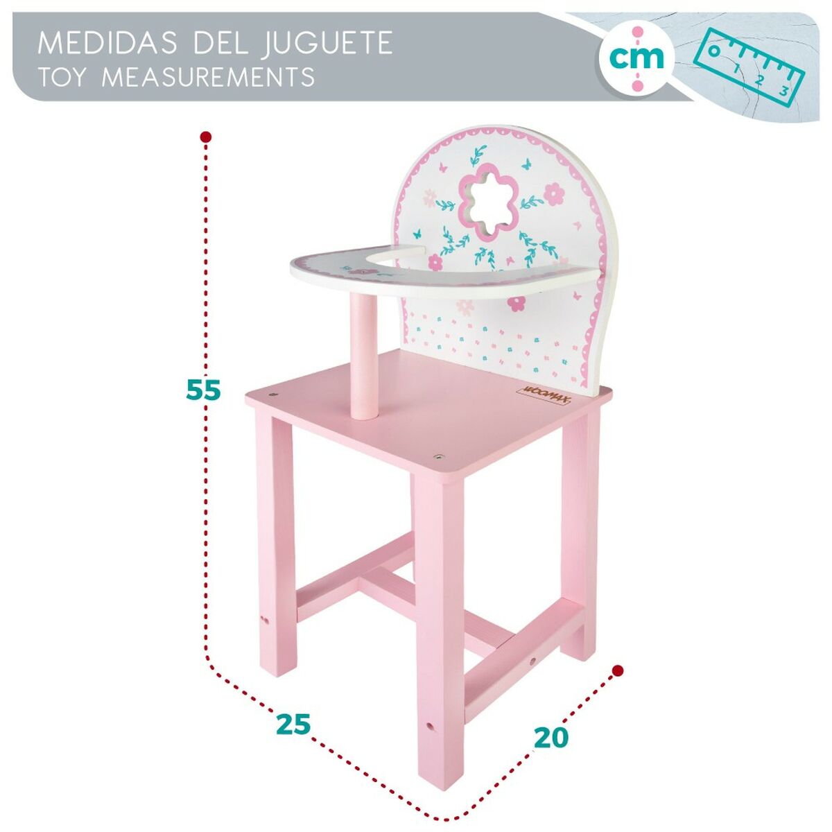 Scaun înalt Woomax 25 x 55 x 20 cm Păpuși Alb Roz 2 Unități - Jucarii si jocuri, Păpuși și accesorii
