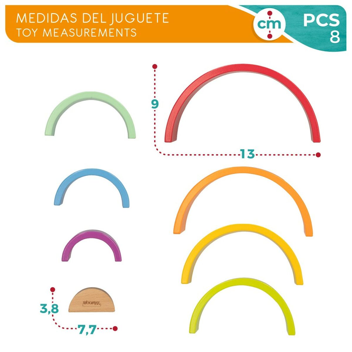 Puzzle pentru Copii din Lemn Woomax Curcubeu 8 Piese 4 Unități - Jucarii si jocuri, Puzzle-uri și puzzle-uri