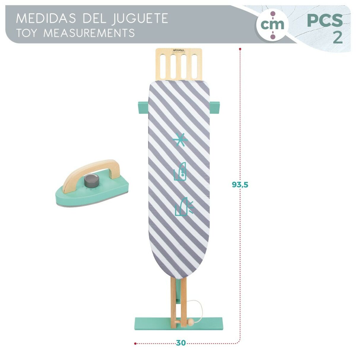 Masă de Călcat Woomax Jucărie 2 Piese 71,5 x 61,5 x 19 cm (4 Unități) - Jucarii si jocuri, Imitații de jocuri