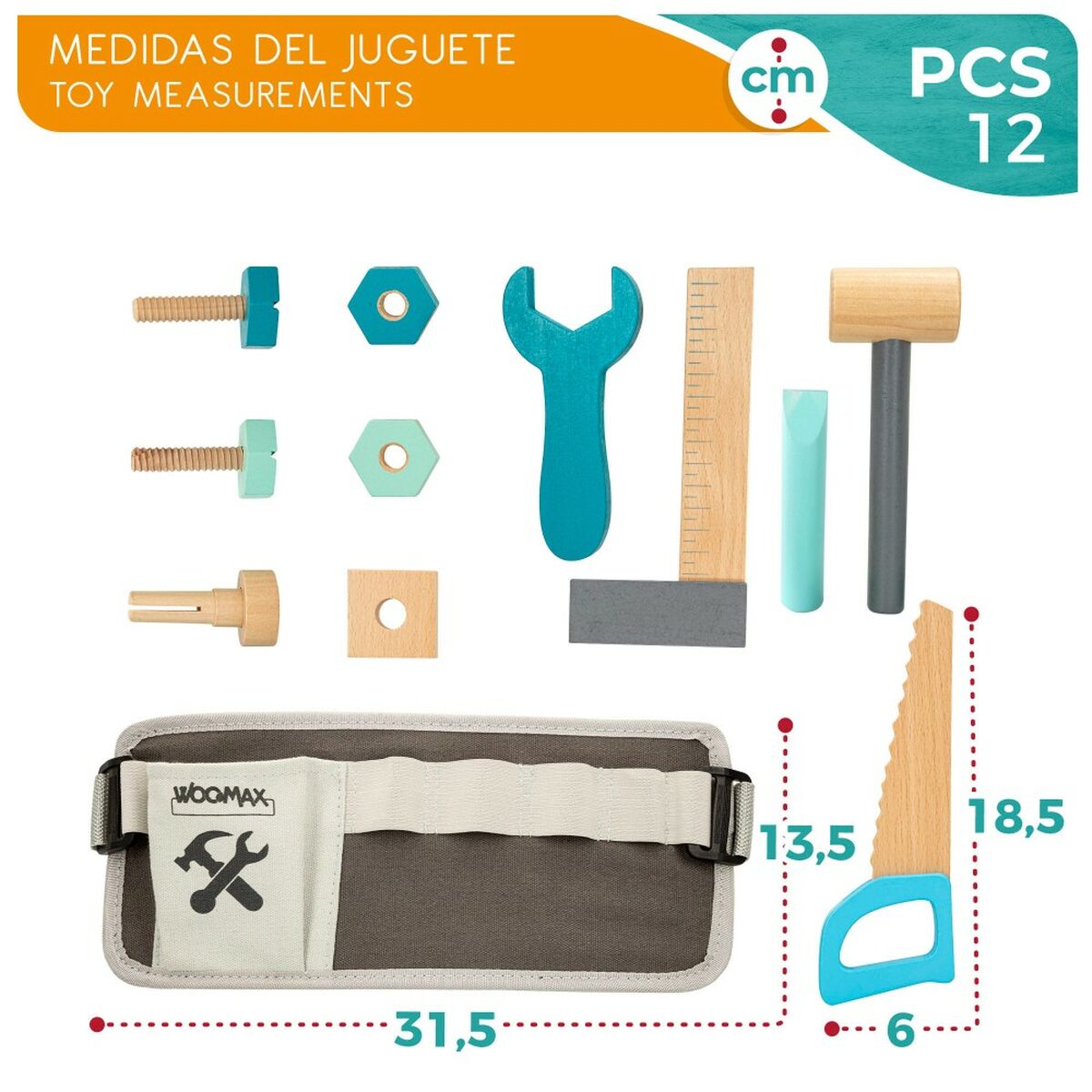 Unelte jucării Woomax 12 Piese 31 x 14 x 2,5 cm 6 Unități - Jucarii si jocuri, Imitații de jocuri