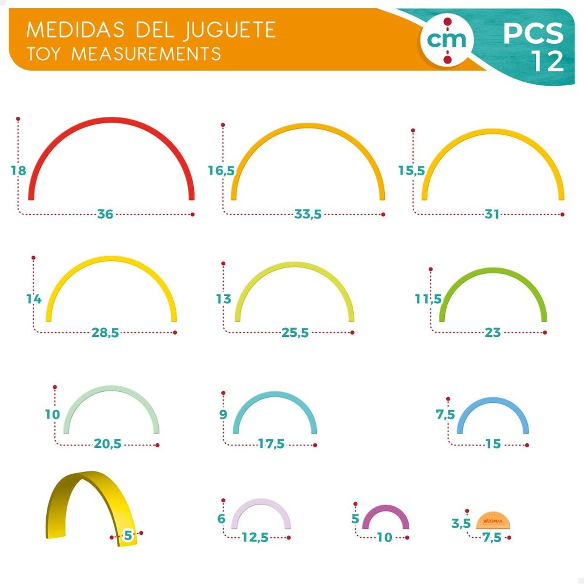 Puzzle pentru Copii din Lemn Woomax Curcubeu 11 Piese 2 Unități - Jucarii si jocuri, Puzzle-uri și puzzle-uri