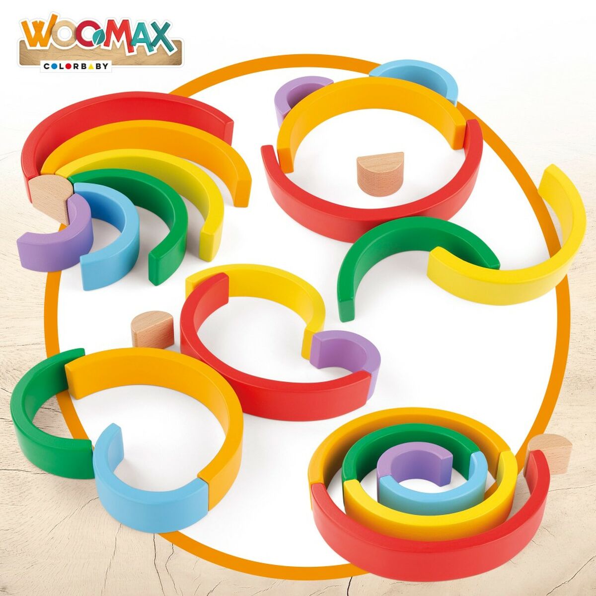 Joc de Îndemânare Woomax Curcubeu 21 x 10 x 3,5 cm (12 Unități) - Bebelus, Jucăriile copilăriei timpurii