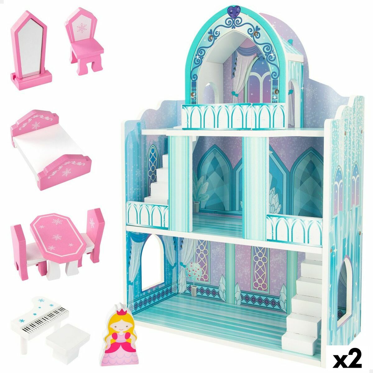 Casă în Miniatură Woomax 9 Piese 2 Unități 37 x 53,5 x 15 cm - Jucarii si jocuri, Păpuși și accesorii