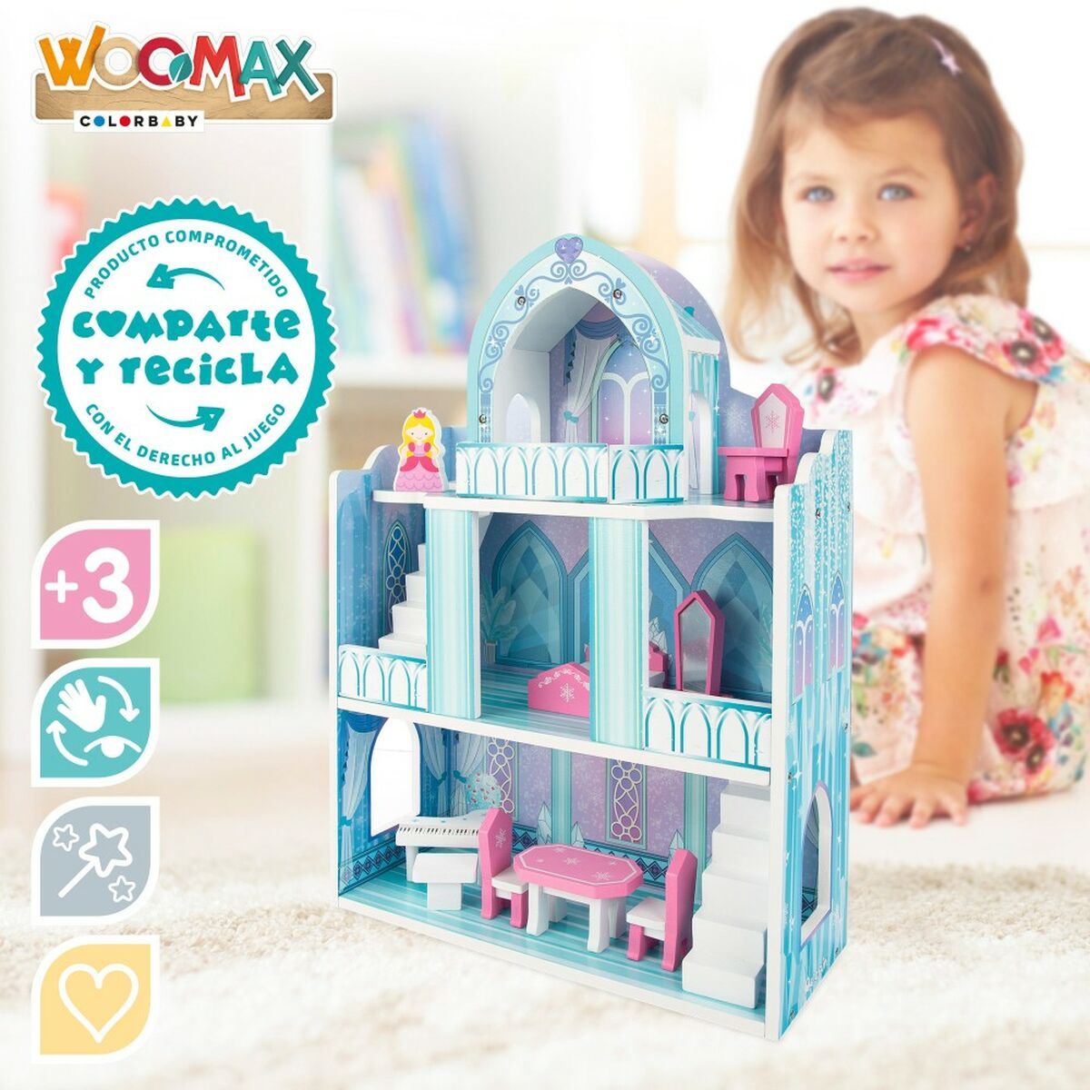 Casă în Miniatură Woomax 9 Piese 2 Unități 37 x 53,5 x 15 cm - Jucarii si jocuri, Păpuși și accesorii