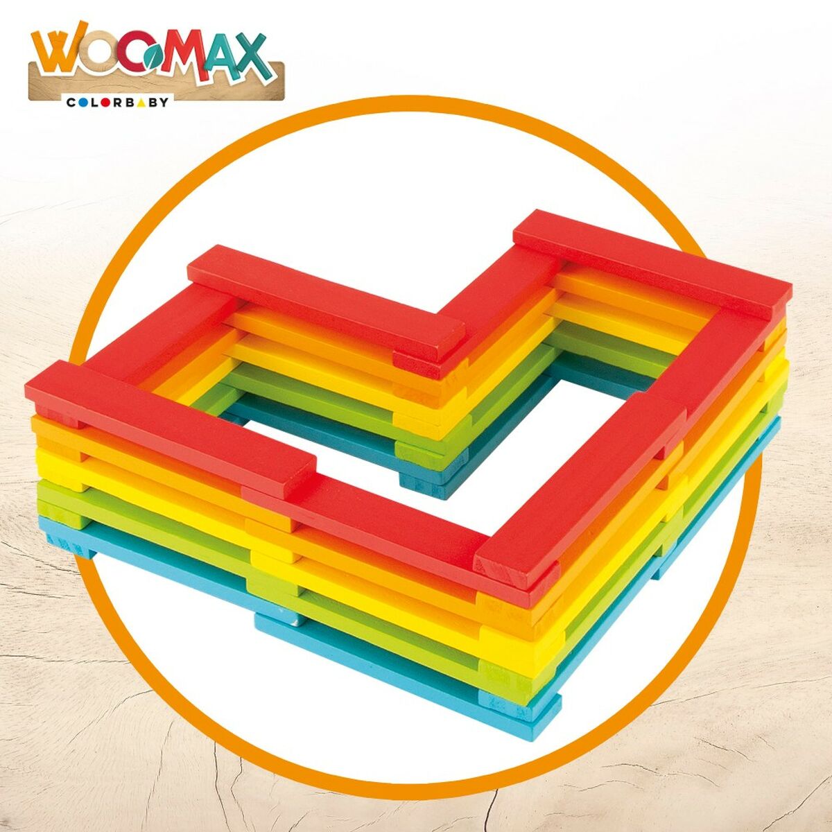 Set de Construcție Woomax 100 Piese 10 x 0,5 x 1,8 cm (6 Unități) - Bebelus, Jucăriile copilăriei timpurii