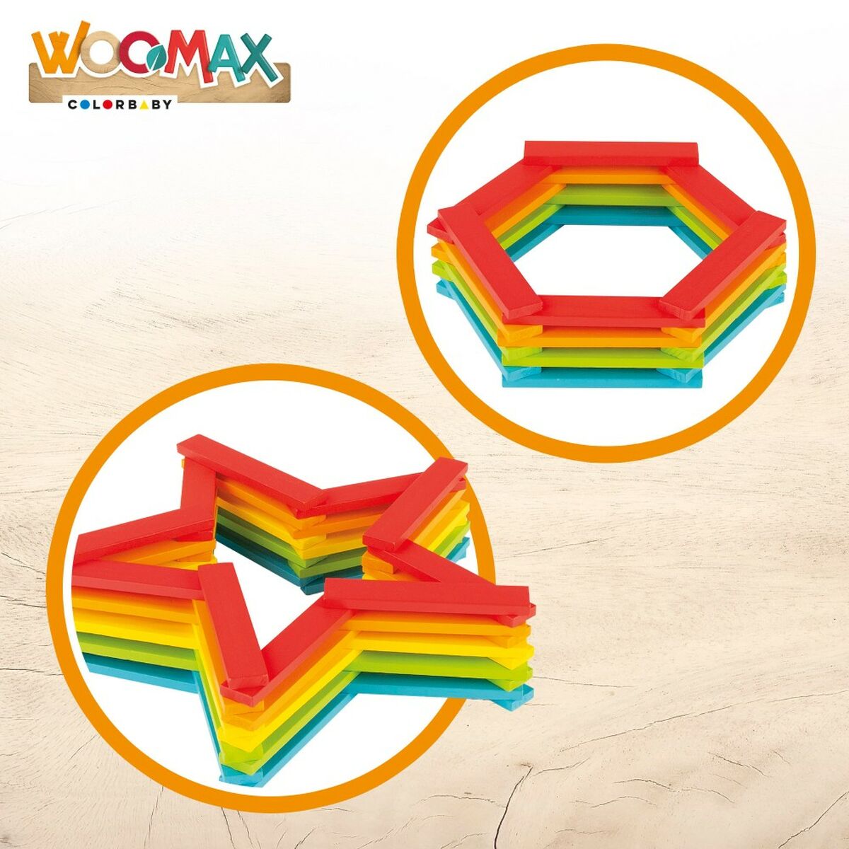 Set de Construcție Woomax 100 Piese 10 x 0,5 x 1,8 cm (6 Unități) - Bebelus, Jucăriile copilăriei timpurii