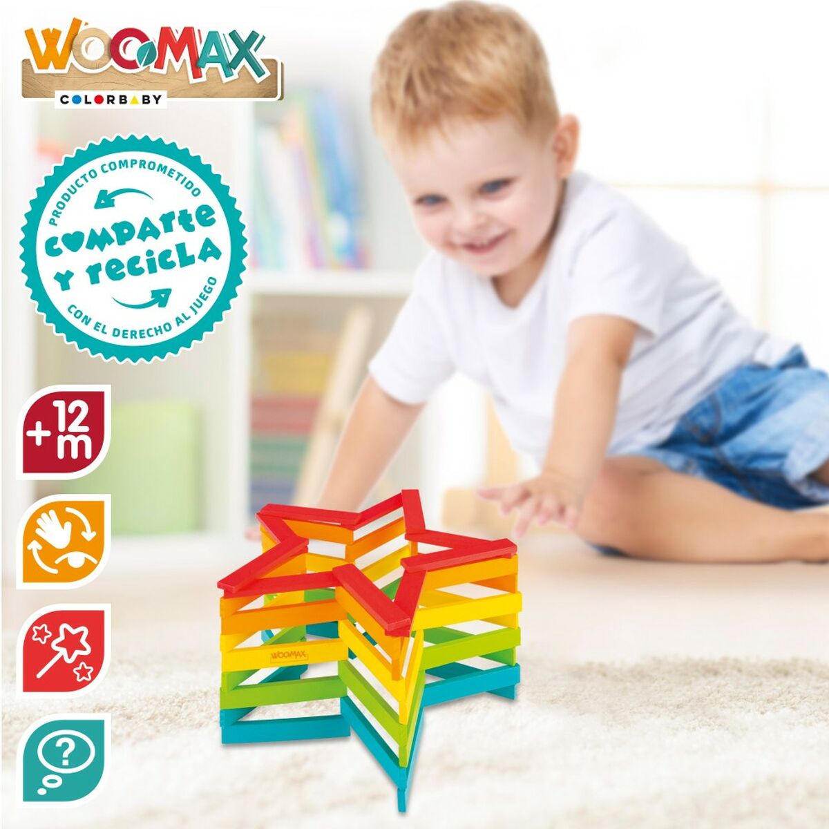 Set de Construcție Woomax 100 Piese 10 x 0,5 x 1,8 cm (6 Unități) - Bebelus, Jucăriile copilăriei timpurii