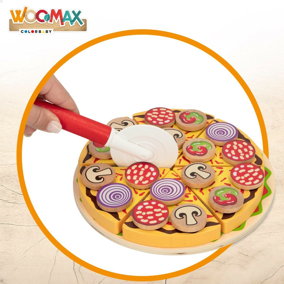 Joc din lemn Woomax Pizza 27 Piese (6 Unități) - Jucarii si jocuri, Imitații de jocuri