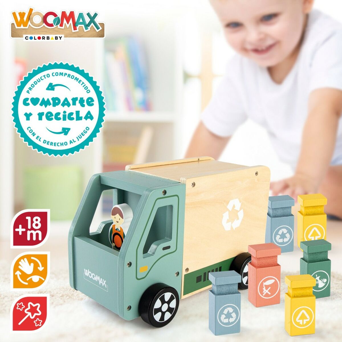 Autogunoieră Woomax Jucărie 8 Piese 24 x 15 x 13,5 cm (4 Unități) - Jucarii si jocuri, Vehicule