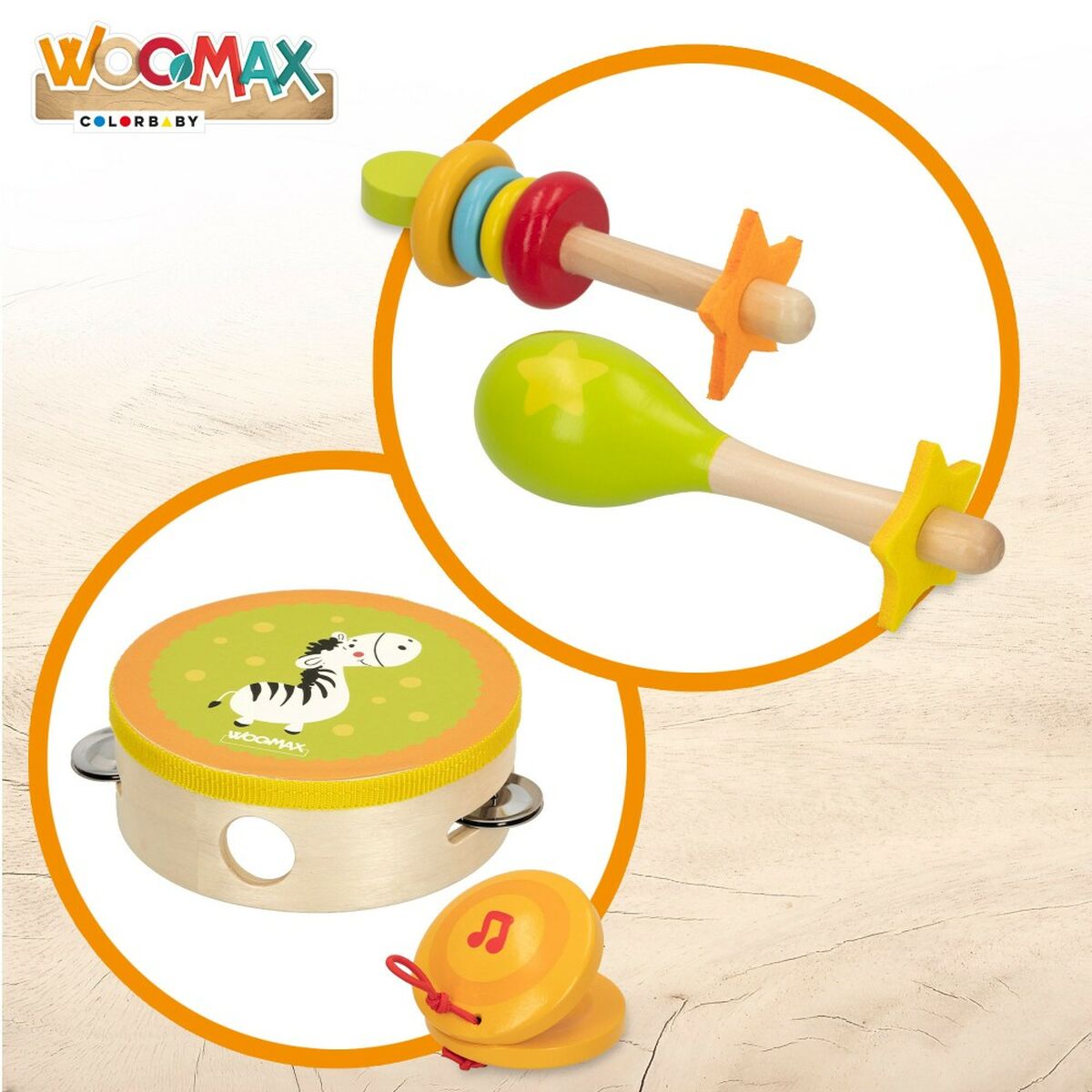 Jucărie Set de instrumente muzicale Woomax Lemn 14,5 x 4,5 x 14,5 cm (4 Unități) - Jucarii si jocuri, Instrumente muzicale pentru copii
