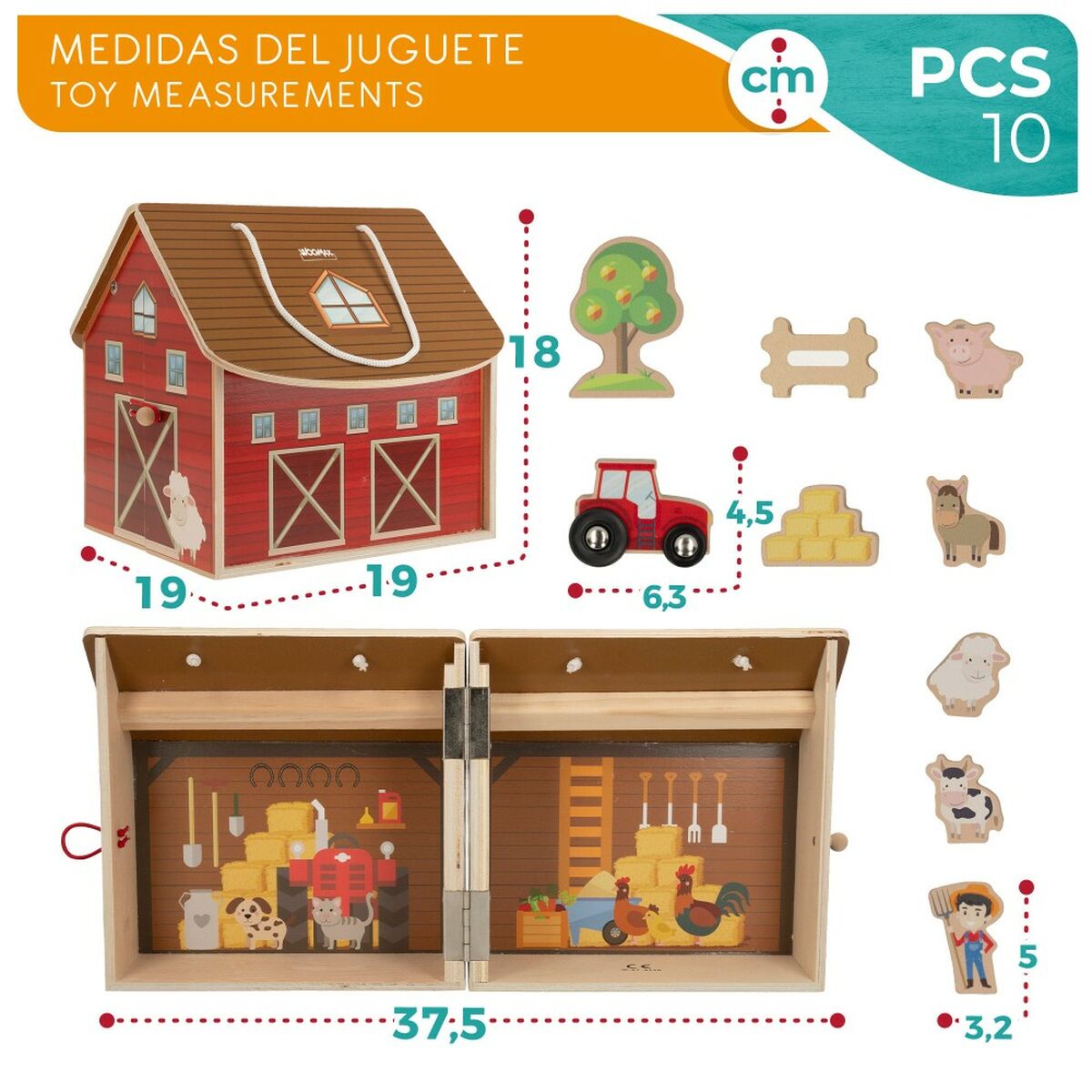 Playset Woomax Fermă 9 Piese 4 Unități 19 x 18 x 19 cm - Jucarii si jocuri, Păpuși și figurine