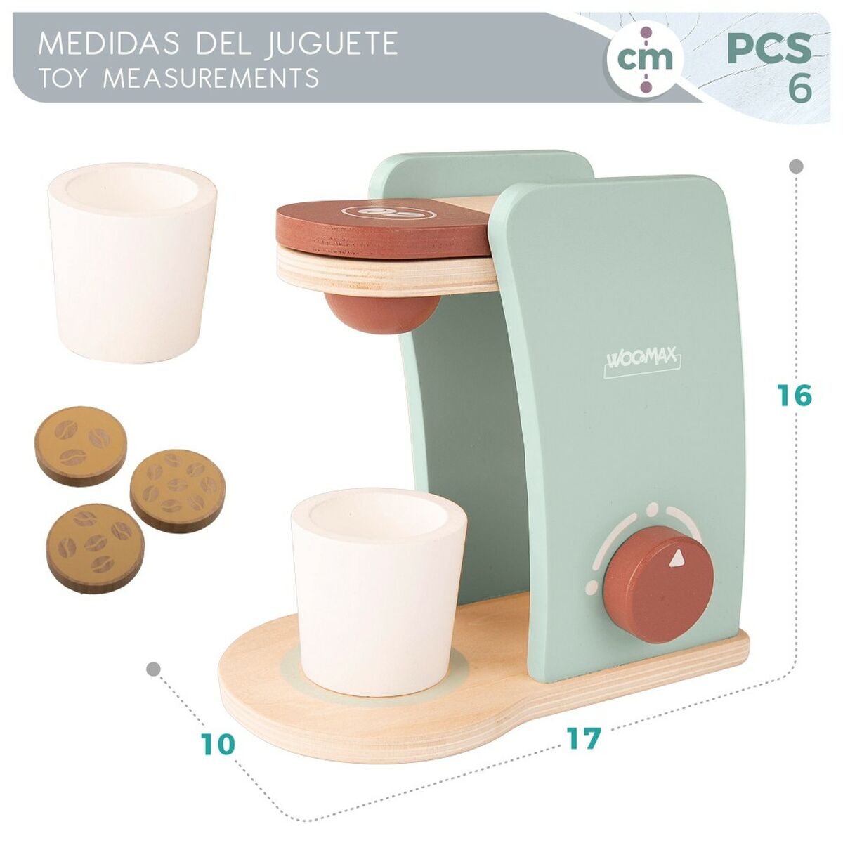 Cafetieră jucărie Woomax 6 Piese (6 Unități) - Jucarii si jocuri, Imitații de jocuri