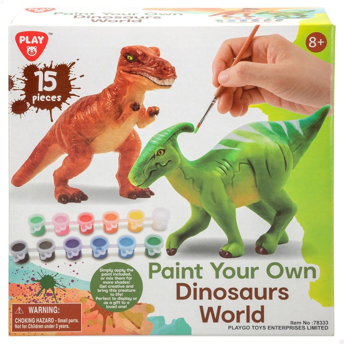 Set de 2 Dinozauri PlayGo 15 Piese 6 Unități 14,5 x 9,5 x 5 cm Dinozauri Pentru pictură - Jucarii si jocuri, Păpuși și figurine