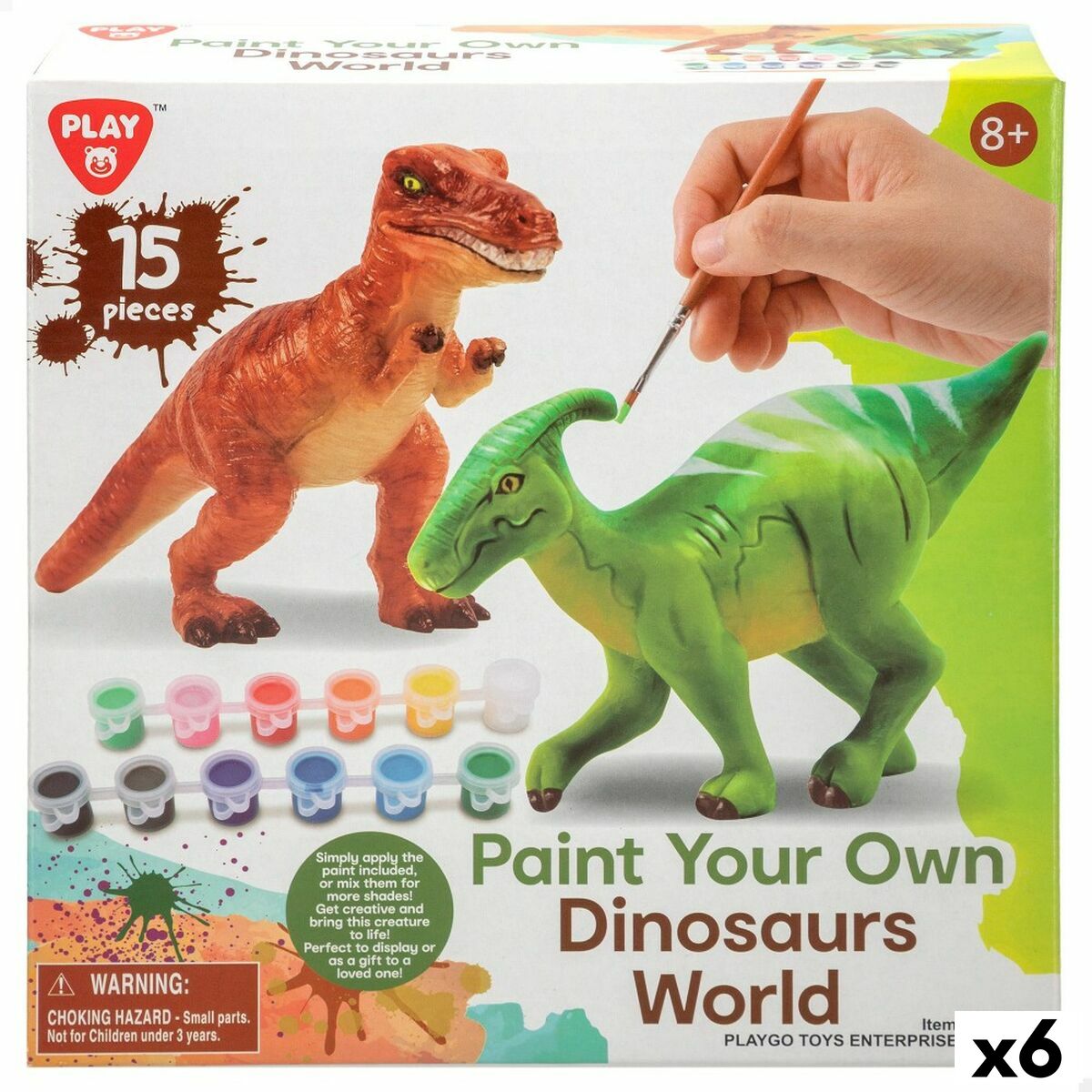 Set de 2 Dinozauri PlayGo 15 Piese 6 Unități 14,5 x 9,5 x 5 cm Dinozauri Pentru pictură - Jucarii si jocuri, Păpuși și figurine