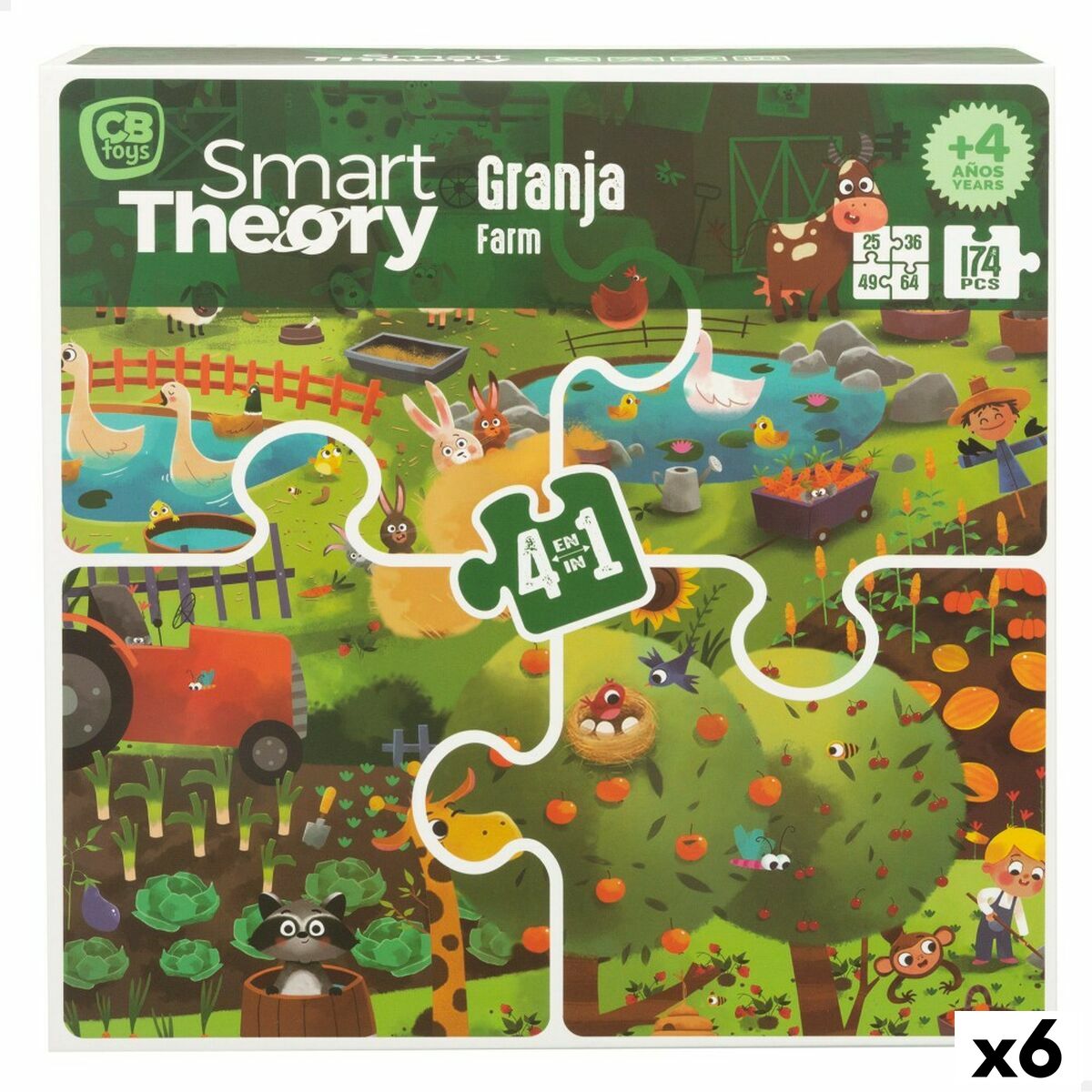 Puzzle pentru Copii Colorbaby 4-ia-1 174 Piese Fermă 68 x 68 cm (6 Unități) - Jucarii si jocuri, Puzzle-uri și puzzle-uri