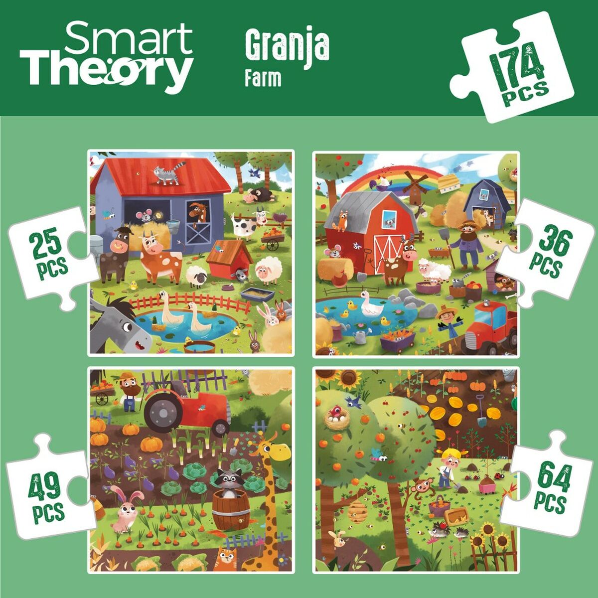 Puzzle pentru Copii Colorbaby 4-ia-1 174 Piese Fermă 68 x 68 cm (6 Unități) - Jucarii si jocuri, Puzzle-uri și puzzle-uri
