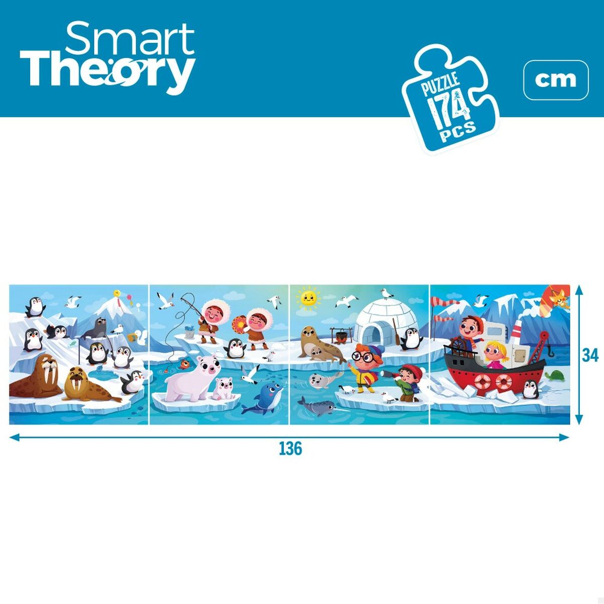 Puzzle pentru Copii Colorbaby Artic 4-ia-1 174 Piese 136 x 34 cm (6 Unități) - Jucarii si jocuri, Puzzle-uri și puzzle-uri