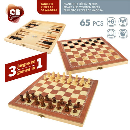 Tablă de Șah și Dame CB Games Lemn Backgammon (6 Unități) - Jucarii si jocuri, Jocuri și accesorii