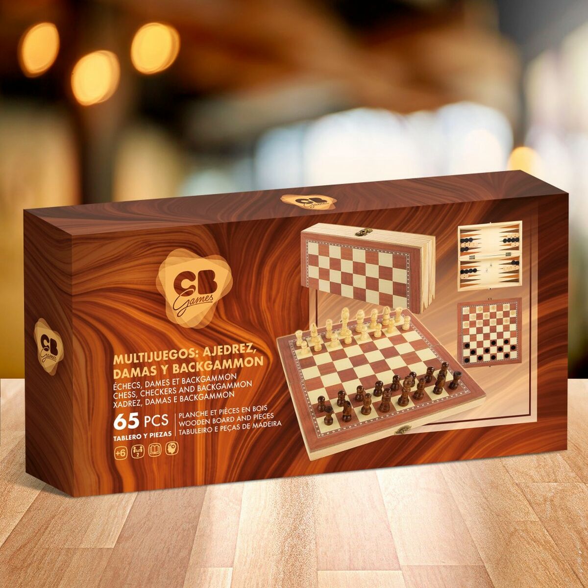 Tablă de Șah și Dame CB Games Lemn Backgammon (6 Unități) - Jucarii si jocuri, Jocuri și accesorii