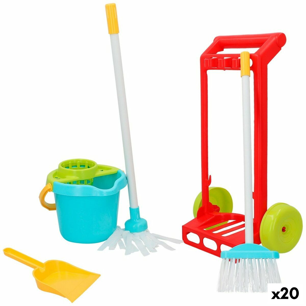 Coș de Curățare cu Accesorii Colorbaby 5 Piese Jucărie 24,5 x 43,5 x 15 cm (20 Unități) - Jucarii si jocuri, Imitații de jocuri