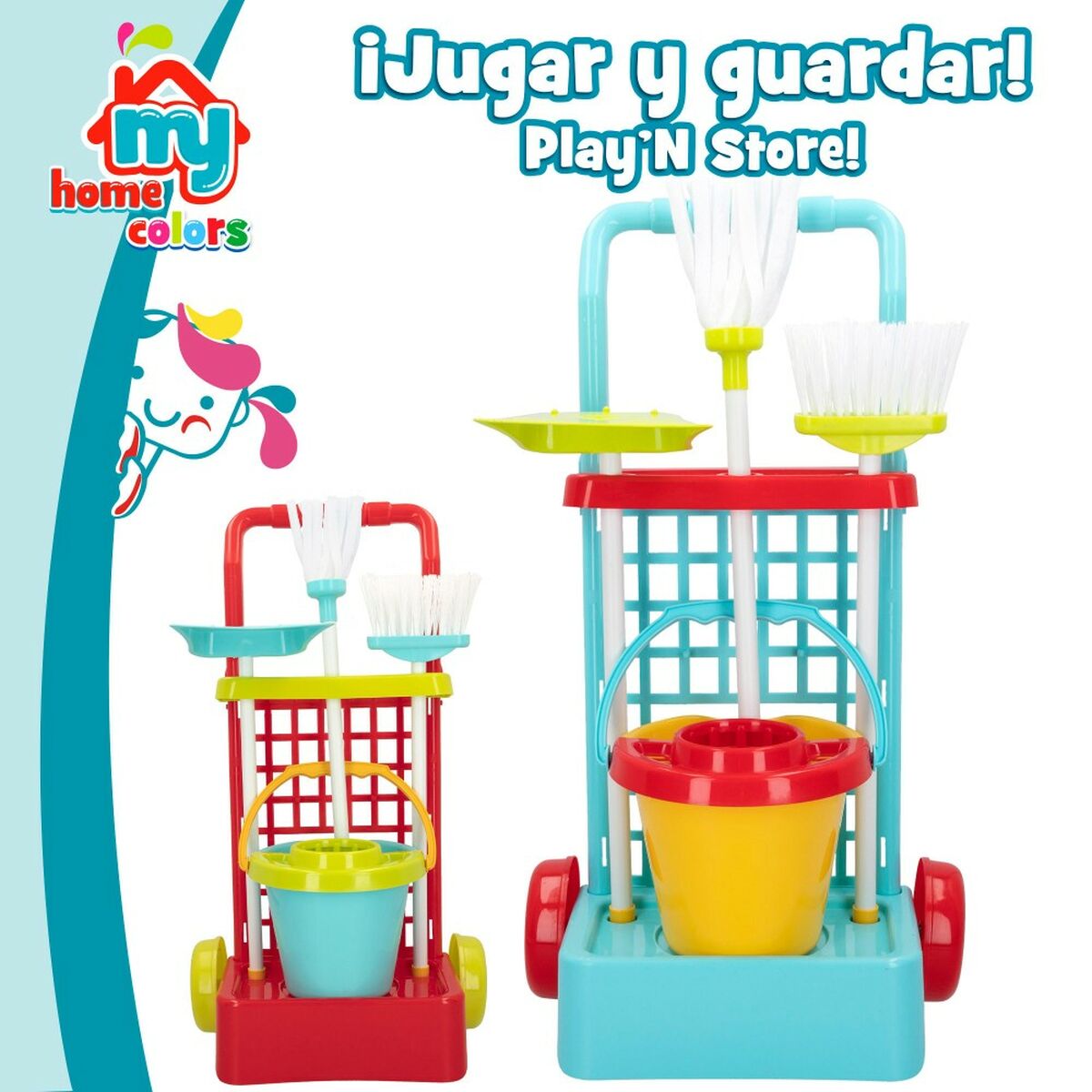 Coș de Curățare cu Accesorii Colorbaby Jucărie 5 Piese 30,5 x 55,5 x 19,5 cm (12 Unități) - Jucarii si jocuri, Imitații de jocuri