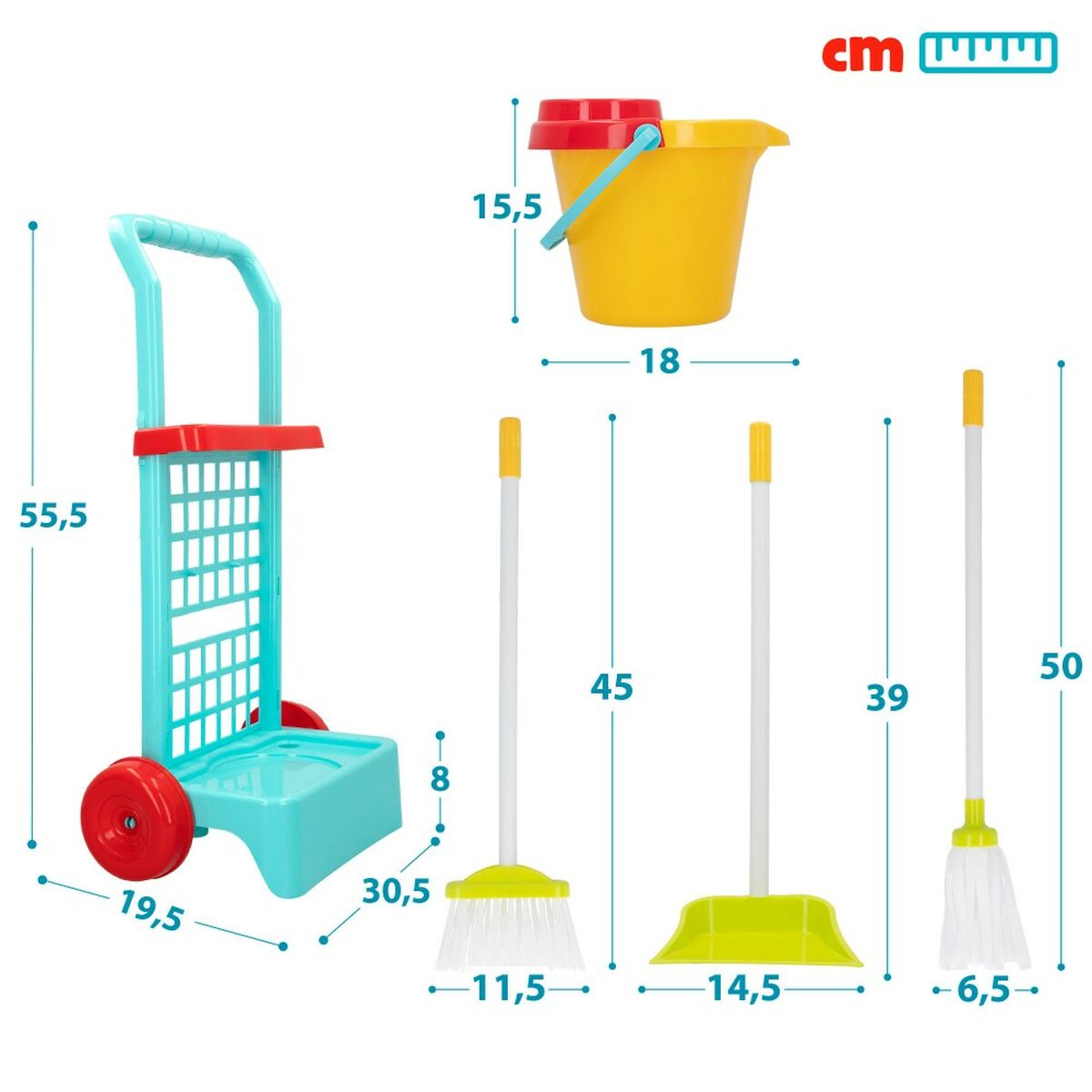 Coș de Curățare cu Accesorii Colorbaby Jucărie 5 Piese 30,5 x 55,5 x 19,5 cm (12 Unități) - Jucarii si jocuri, Imitații de jocuri