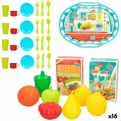 Set de Alimente de Jucărie Colorbaby Menaj și ustensile de bucătărie 34 Piese 33 Piese (16 Unități) - Jucarii si jocuri, Imitații de jocuri