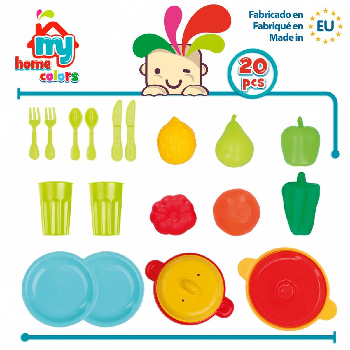 Set de Alimente de Jucărie Colorbaby Menaj și ustensile de bucătărie 20 Piese (12 Unități) - Jucarii si jocuri, Imitații de jocuri
