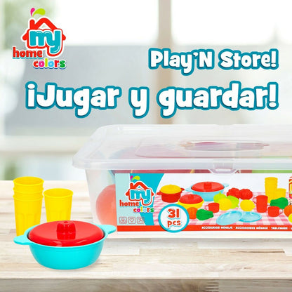 Set de Alimente de Jucărie Colorbaby Menaj și ustensile de bucătărie 31 Piese (6 Unități) - Jucarii si jocuri, Imitații de jocuri