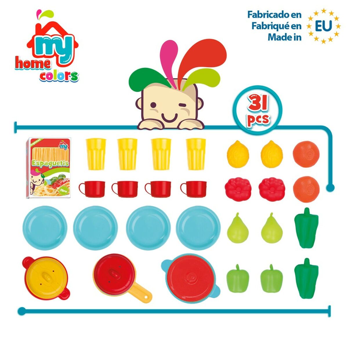 Set de Alimente de Jucărie Colorbaby Menaj și ustensile de bucătărie 31 Piese (6 Unități) - Jucarii si jocuri, Imitații de jocuri