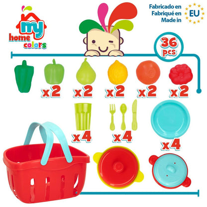 Set de Alimente de Jucărie Colorbaby Menaj și ustensile de bucătărie 36 Piese (12 Unități) - Jucarii si jocuri, Imitații de jocuri