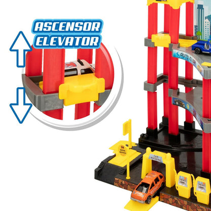 Garaj Parking cu Vehicule Speed & Go 37 x 29 x 25 cm (4 Unități) - Jucarii si jocuri, Păpuși și figurine