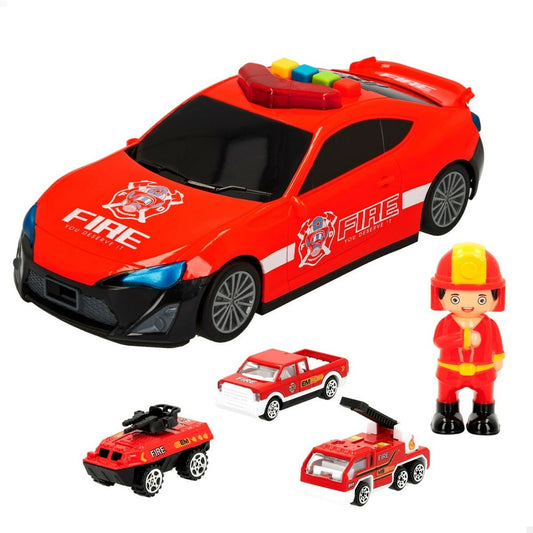 Set de Jucării cu Vehicule Speed & Go 30 x 9,5 x 13 cm Pompier Lumină Sunet 4 Unități - Jucarii si jocuri, Vehicule