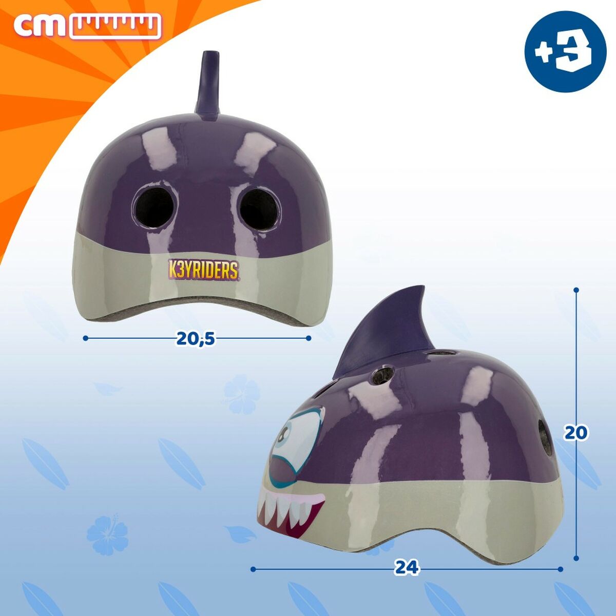 Cască pentru Copii K3yriders Shark 52-55 cm (4 Unități) - Sport și în aer liber, Ciclism