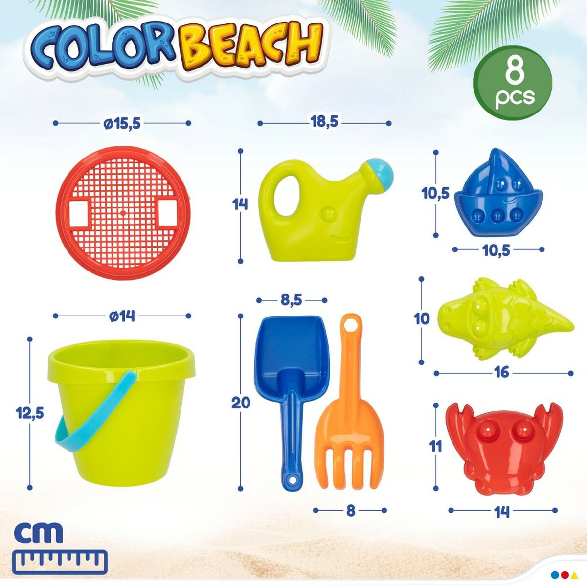 Set de jucării de plajă Colorbaby polipropilenă (18 Unități) - Jucarii si jocuri, În aer liber și sport