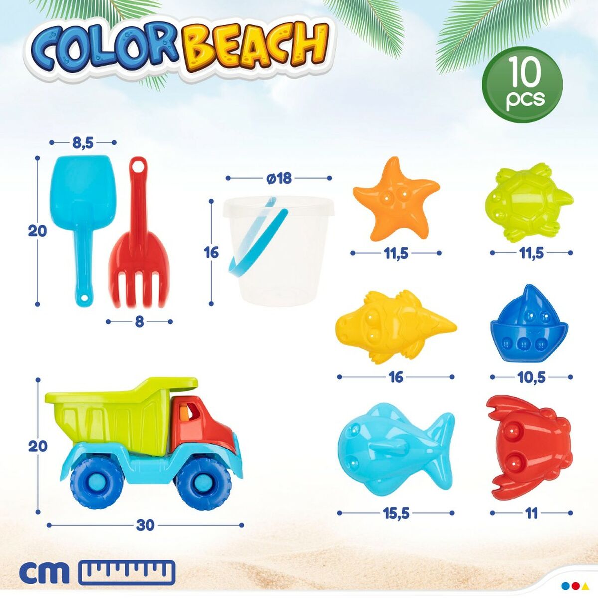 Set de jucării de plajă Colorbaby polipropilenă (8 Unități) - Jucarii si jocuri, În aer liber și sport
