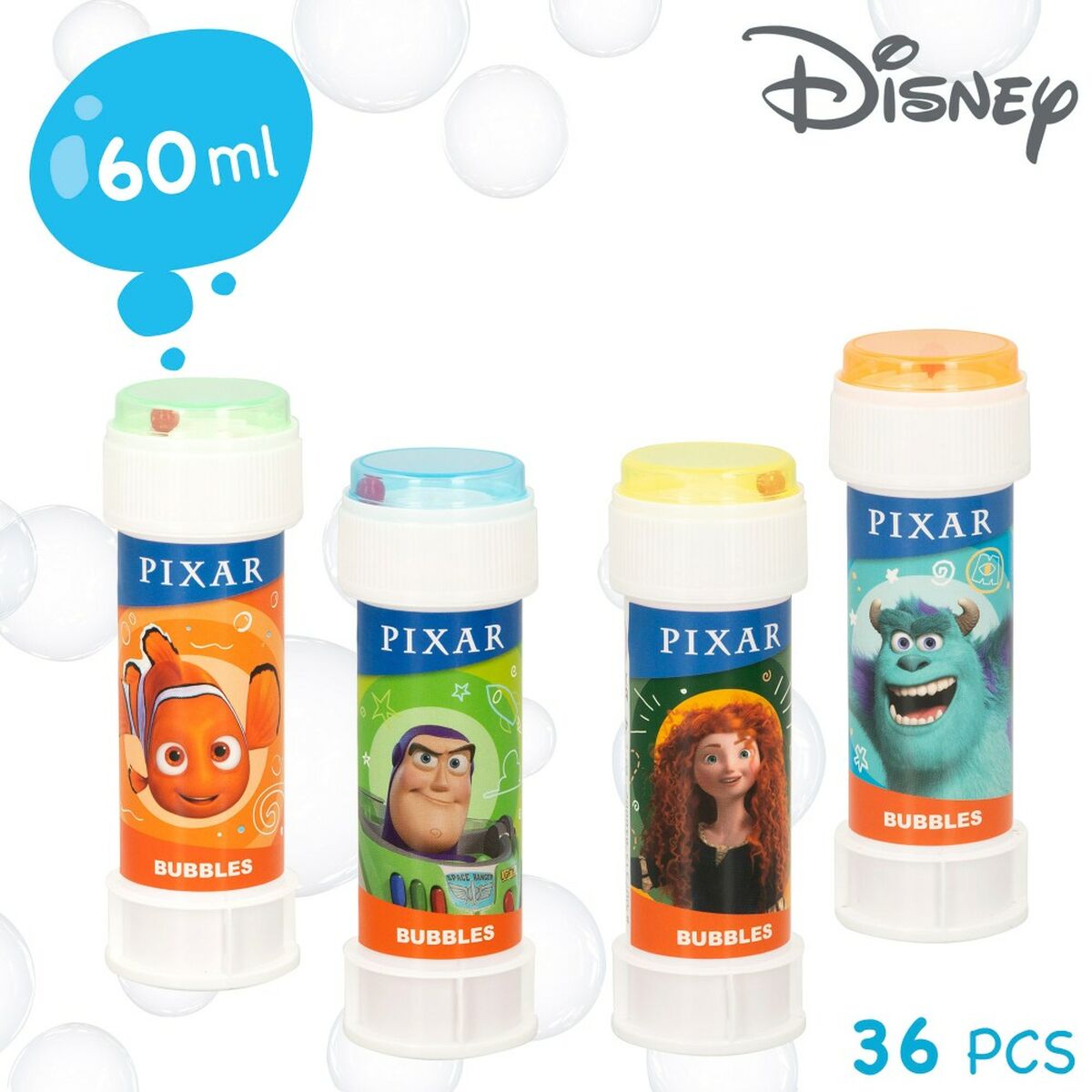 Aparat baloane săpun Pixar 60 ml 3,8 x 11,5 x 3,8 cm (216 Unități) - Jucarii si jocuri, În aer liber și sport