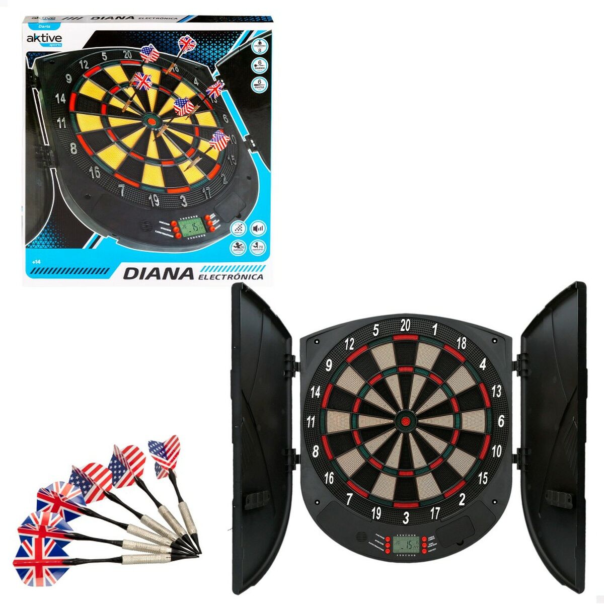 Darts electronic Aktive 45 x 50 x 4,5 cm (2 Unități) - Sport și în aer liber, Darts și ținte