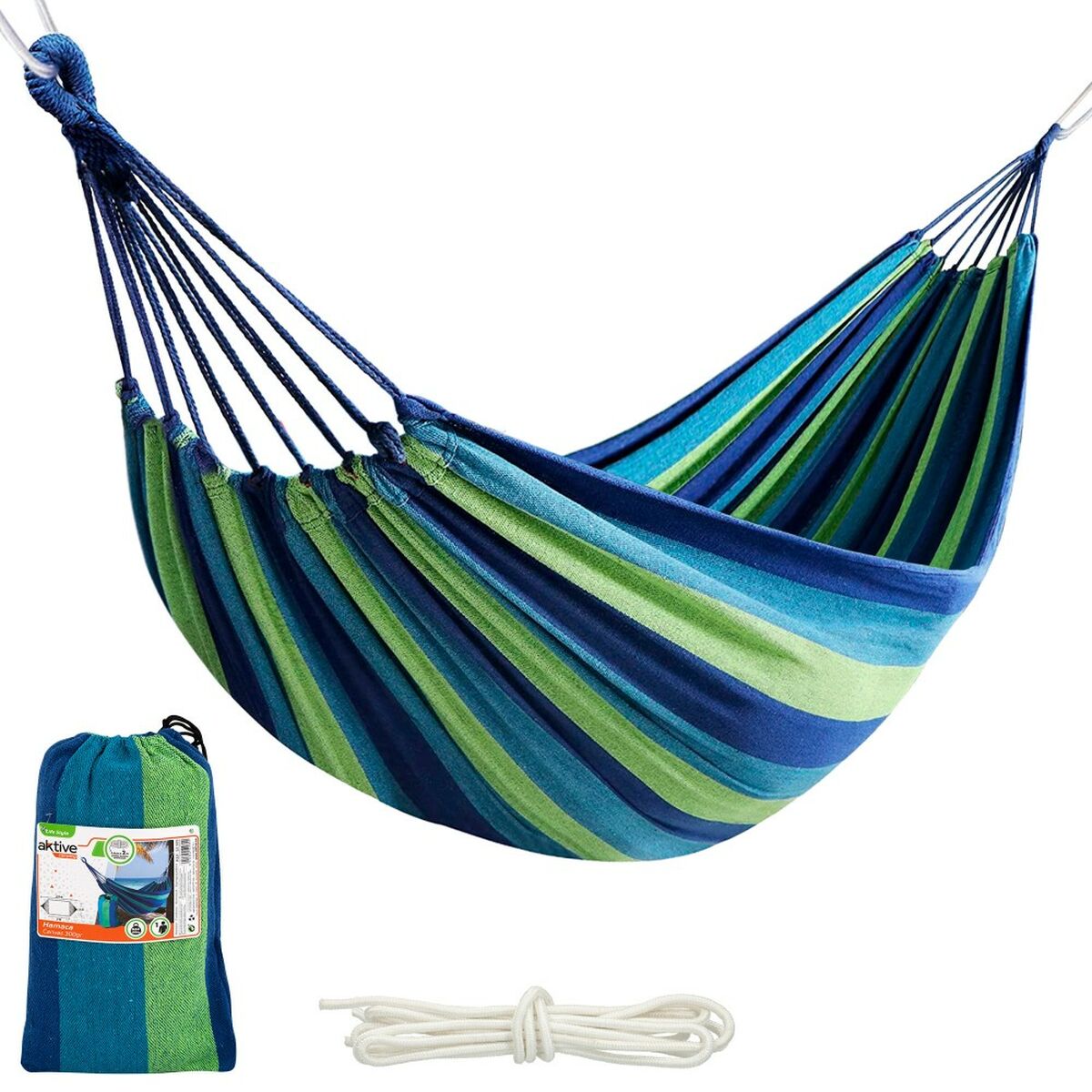 Hamac Aktive Albastru 200 x 0,4 x 100 cm (6 Unități) - Curte, Mobilier de grădină și accesorii